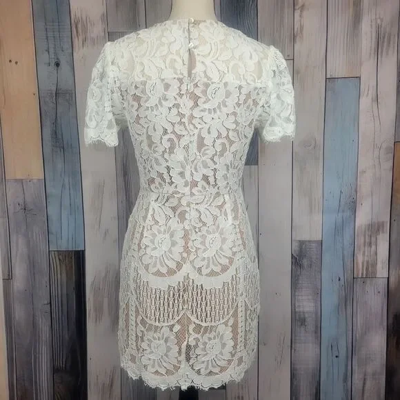 Entro White Beige Lace Short Sleeve Dress Size Small - Picture 4 of 11